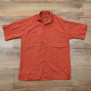 VTG Robert Barakett Men Medium Button Up Shirt Burnt Orange Western 70s‎ Disco